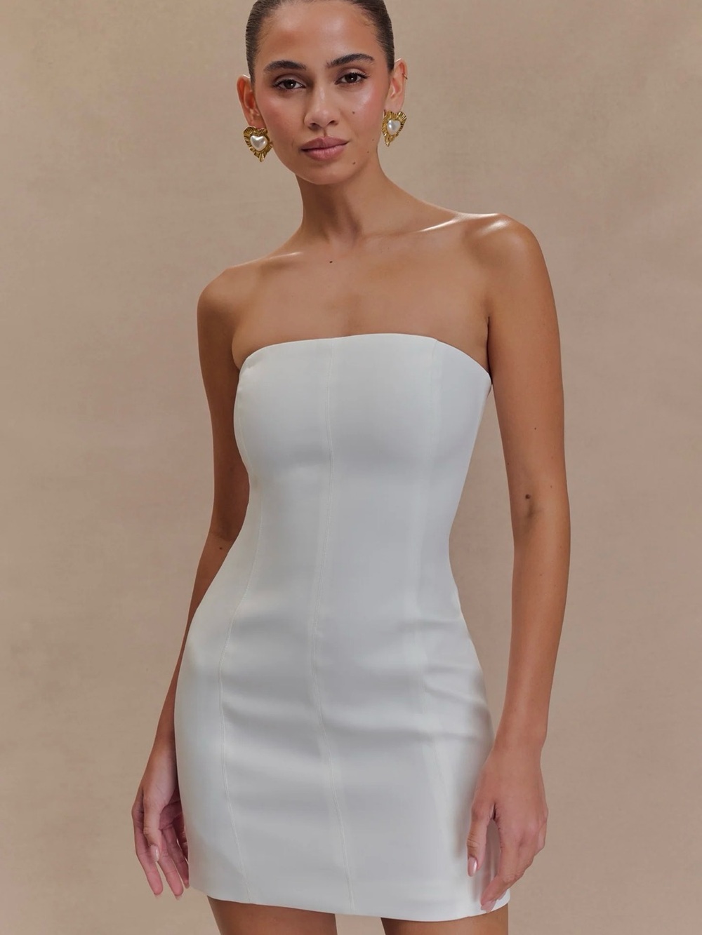 Meshki White Strapless Bodycon Mini Dress